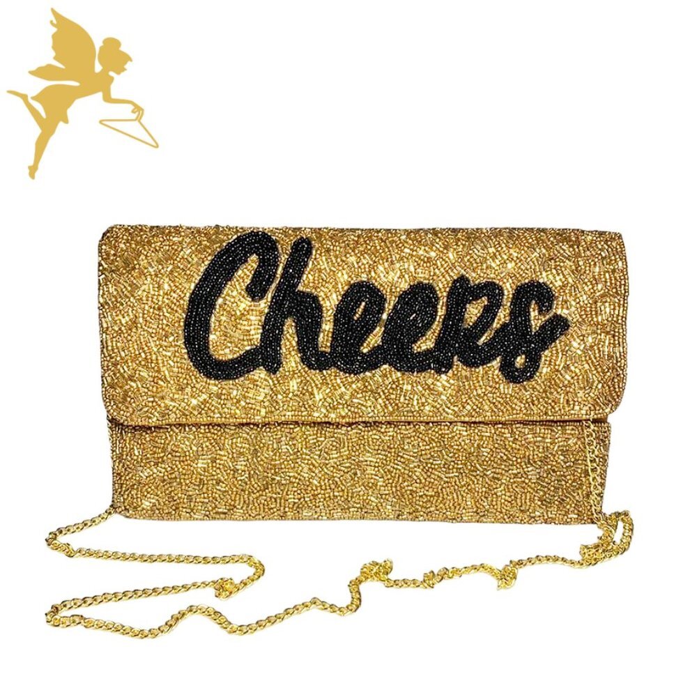 CHEERS Festive Bronze Beaded Bag